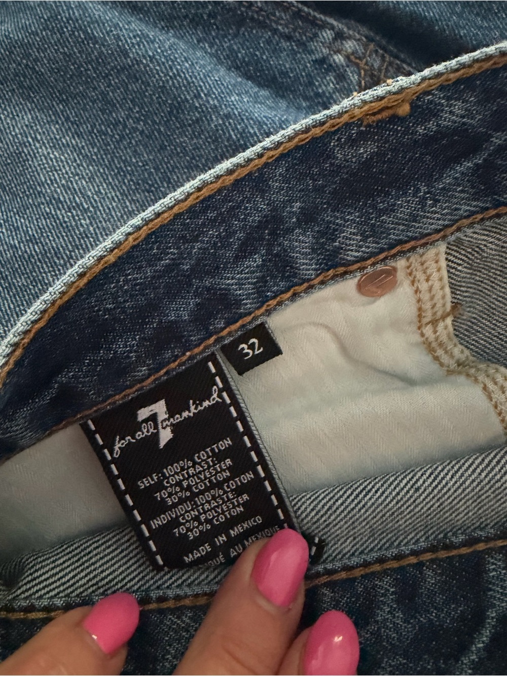 NWOT 7 For All Mankind Distressed Dark Blue Denim Mini Skirt - Picture 4 of 4